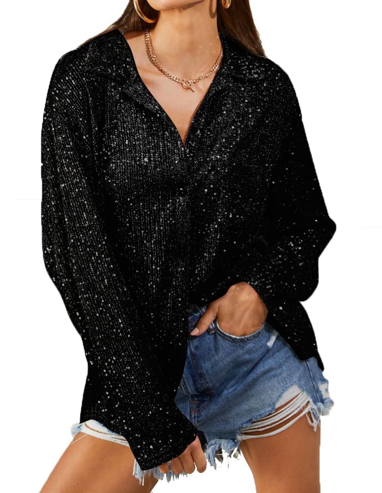 Damen Glitzernde Oversize-Bluse mit lässigem Schnitt Krohn-e