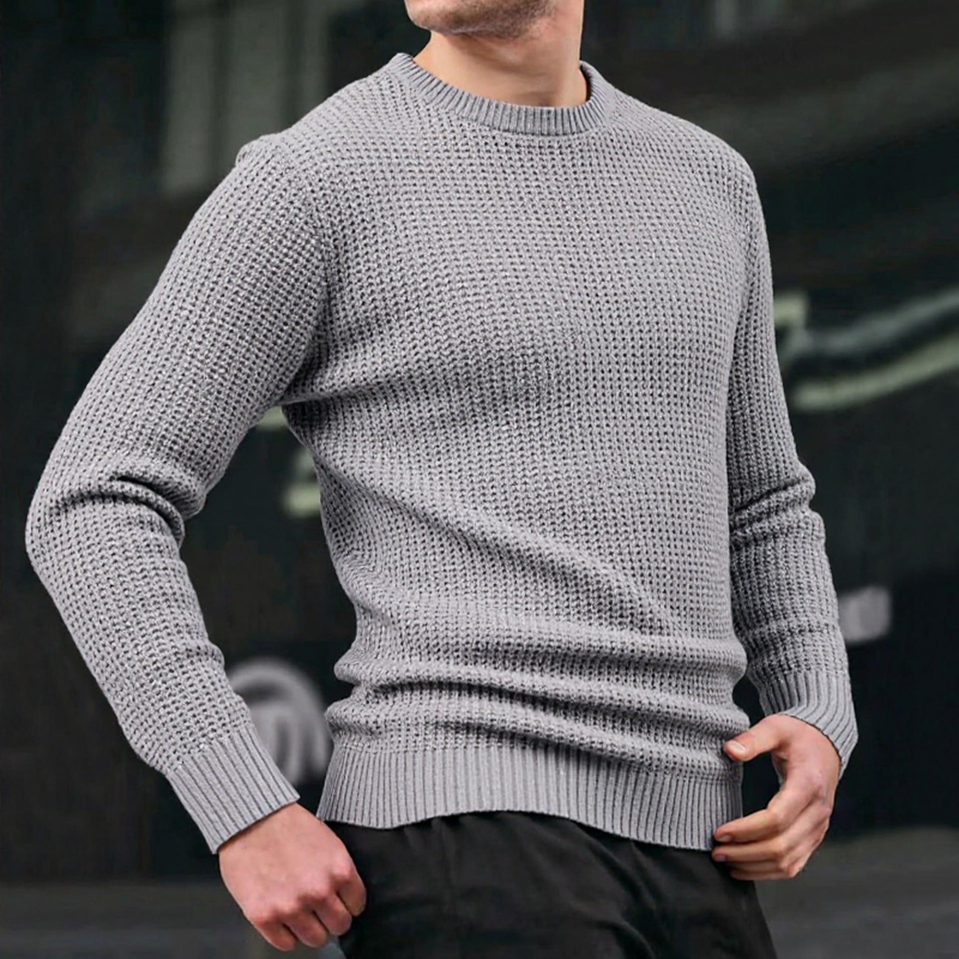 Herren lockerer Strickpullover mit Waffelmuster Krohn-e