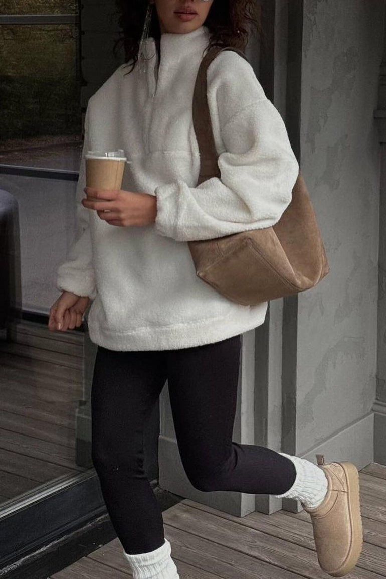 Krohn-e | Sherpa Halb Reißverschluss Stehkragen Sweatshirt