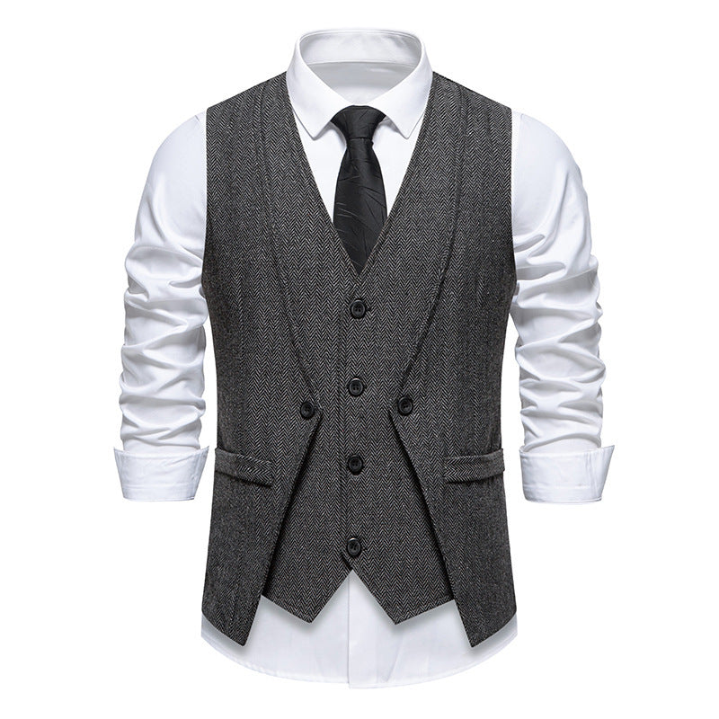 Herren Anzugweste im eleganten Herringbone-Design mit praktischen Taschen Krohn-e