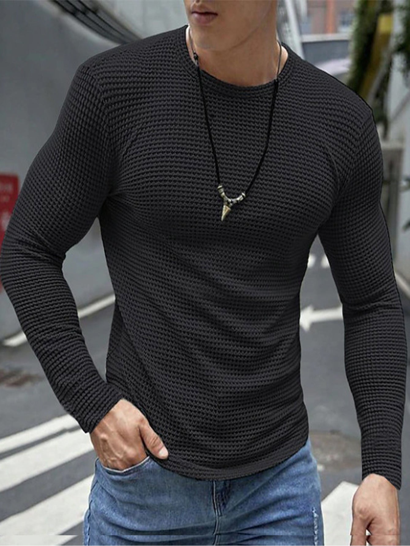 Herren Langarmshirt aus strukturiertem Material Krohn-e