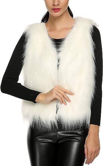 Damen Flauschige Kunstfellweste mit offenem Schnitt und weichem Innenfutter Krohn-e