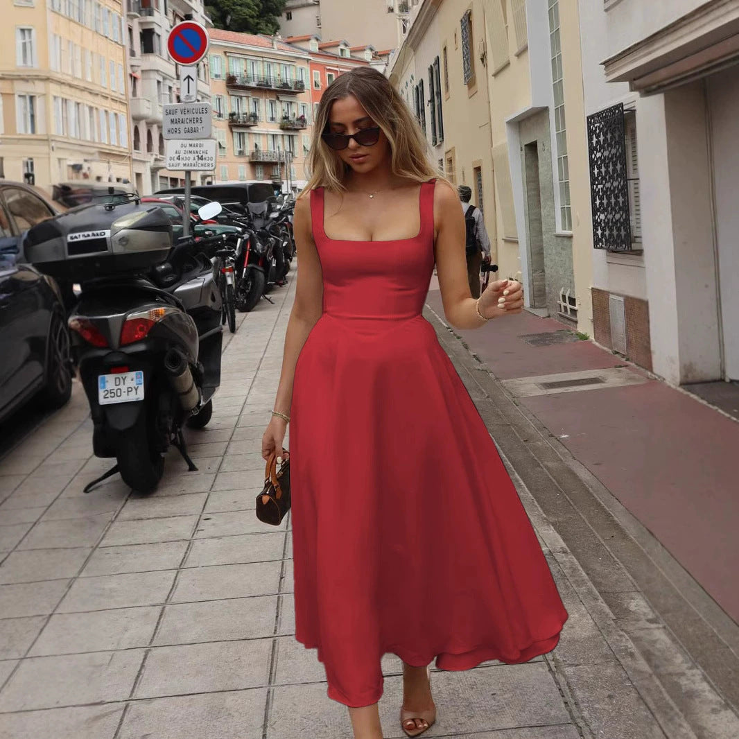 Damen Elegantes Maxikleid mit traumhaftem A-Linien Schnitt und schickem Quadrat-Ausschnitt Krohn-e
