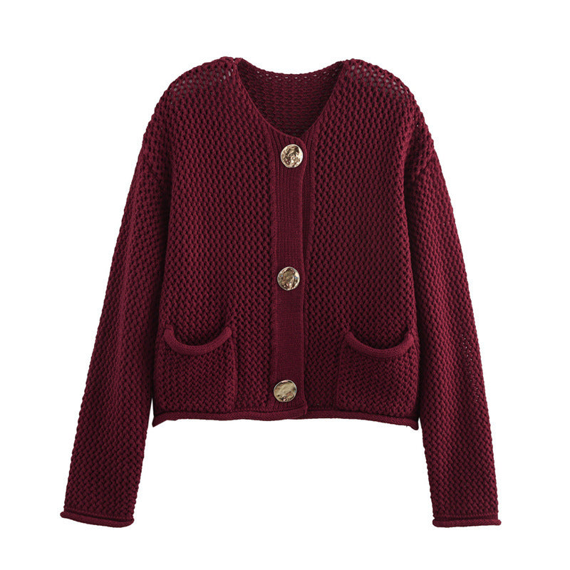 Damen Modische Strickjacke mit dekorativem Häkelmuster Krohn-e