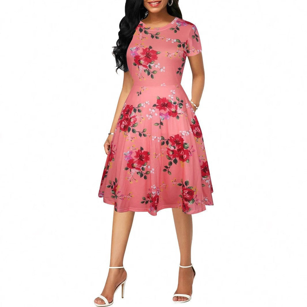 Fudus lässiges Rundhals-Kleid mit Druck