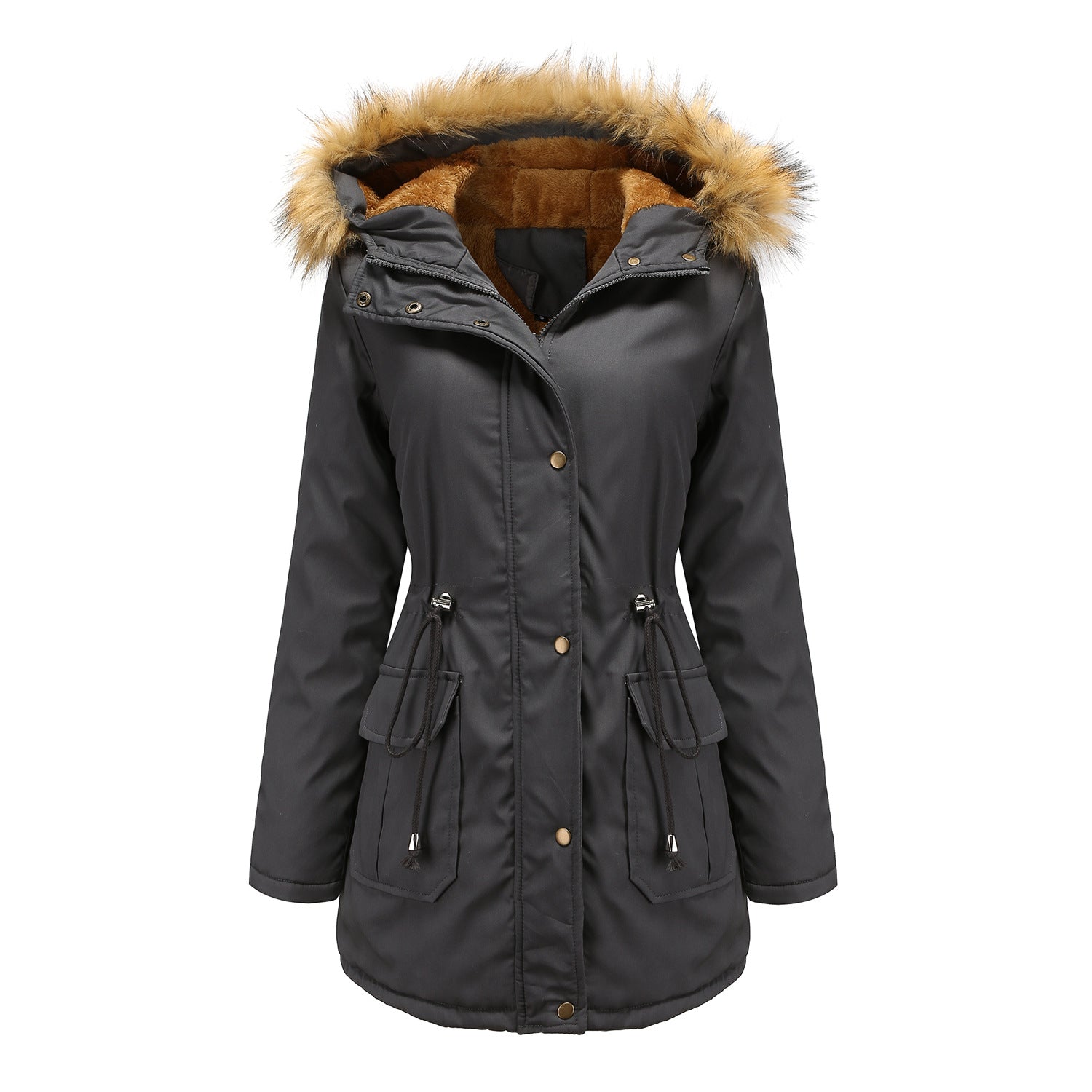 Damen warme Outdoor-Parka mit abnehmbarer Kapuze und luxuriösem Kunstfell Krohn-e