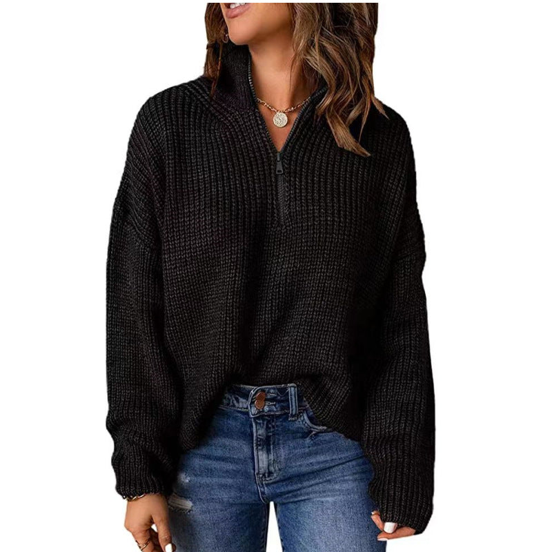 Damen Strickpullover mit kurzem Reißverschluss Krohn-e