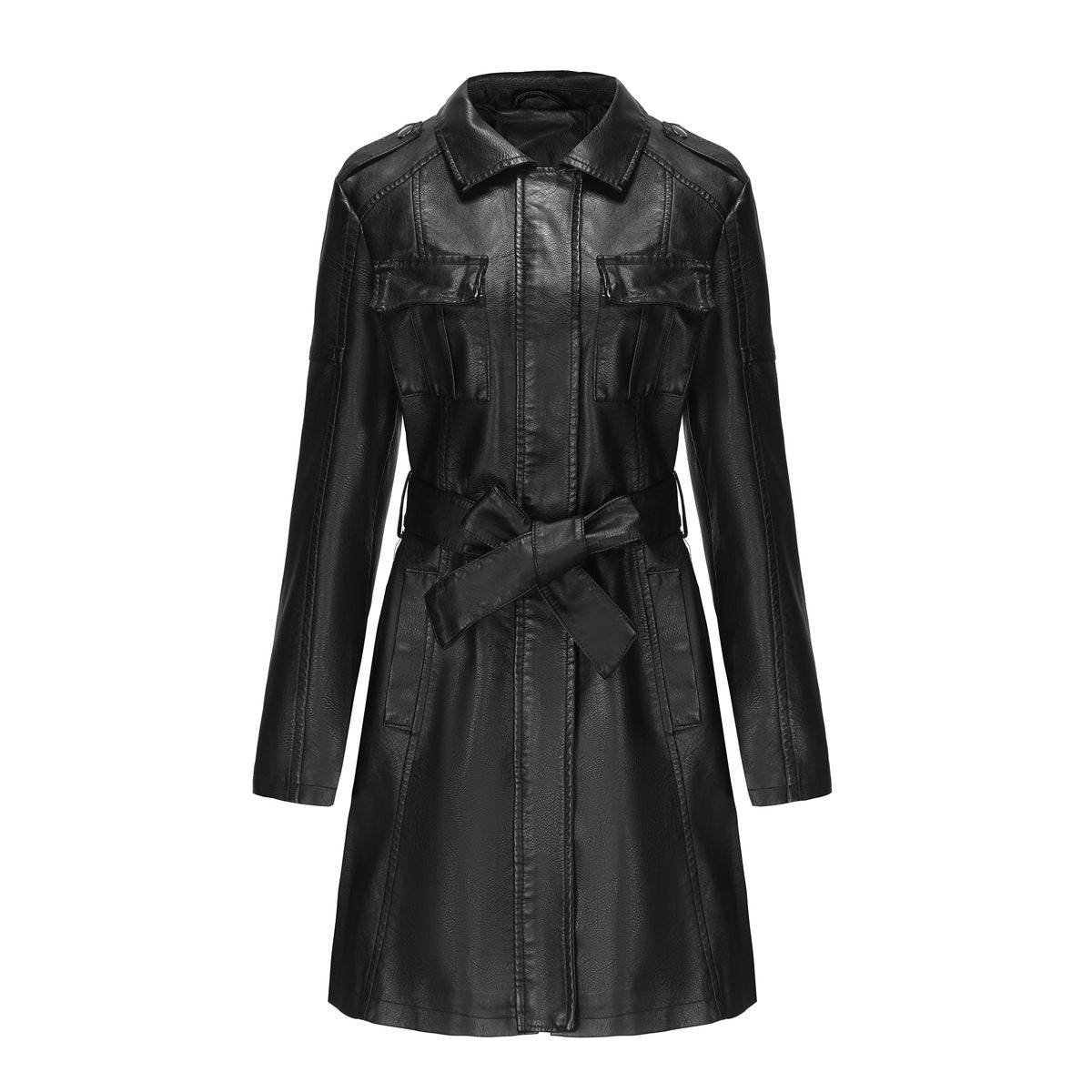 Damen modischer Trenchcoat aus hochwertigem Kunstleder Krohn-e