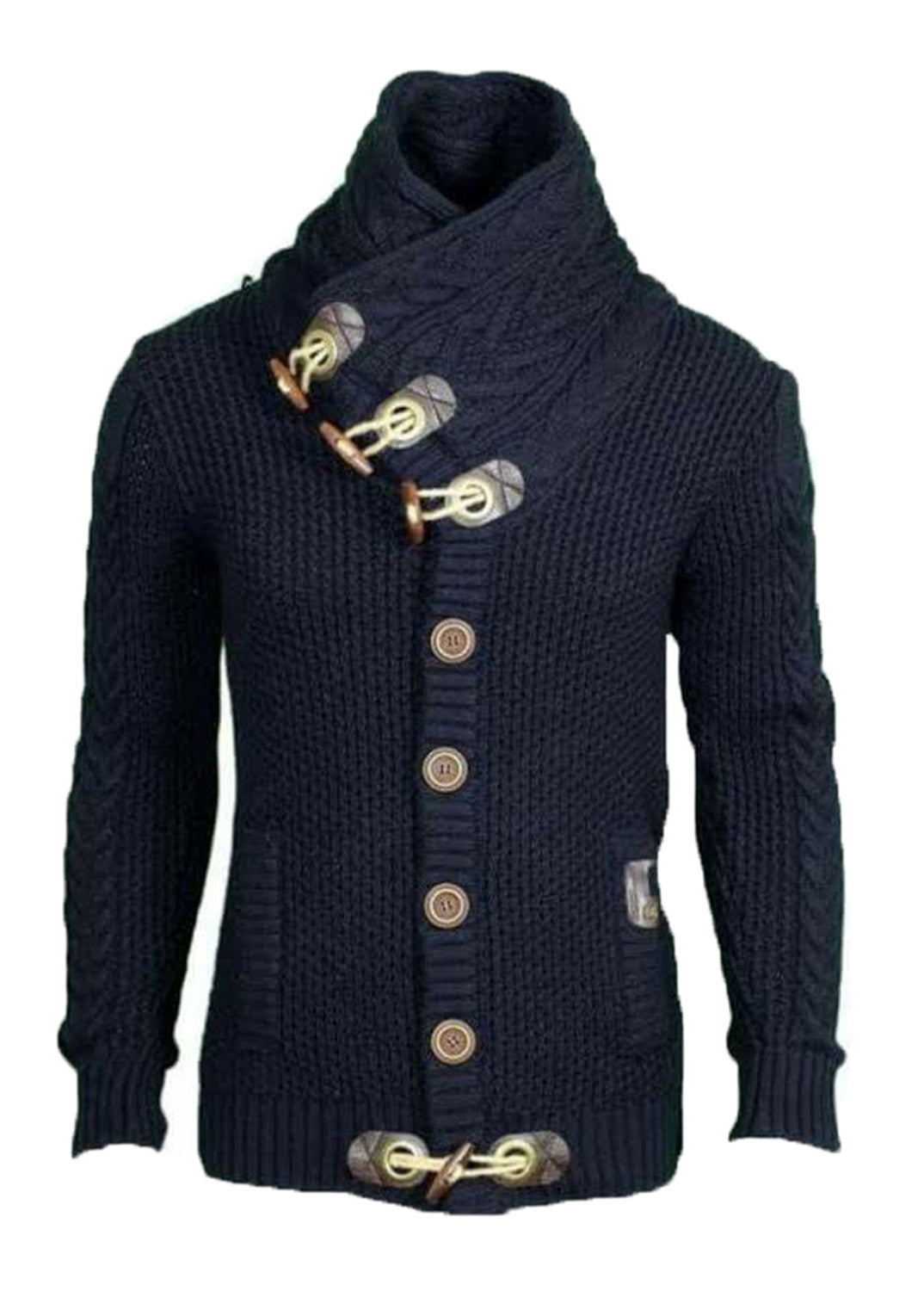 Herren Strickjacke mit asymmetrischem Kragen und einzigartigem Knopfdesign Krohn-e
