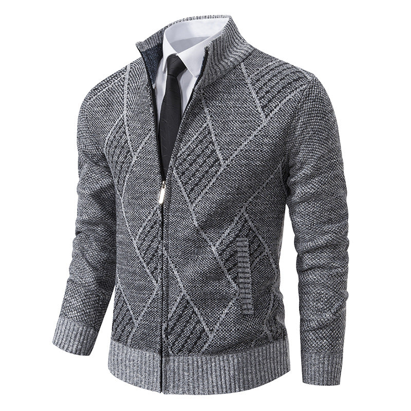 Herren Strickjacke mit modernem Muster und schmalem Schnitt Krohn-e