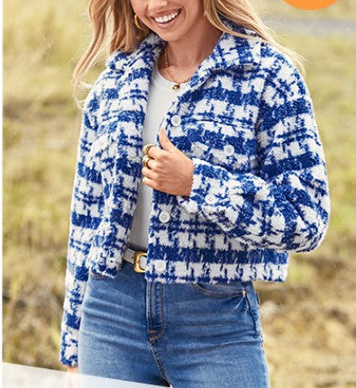 Damen Karierte Cropped Jacke Krohn-e