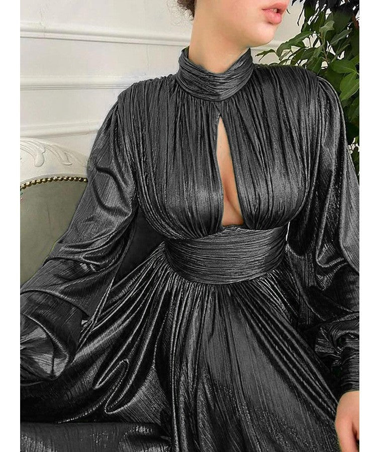 Damen Elegantes Maxikleid mit plissierten Details und luxuriösem Fall Krohn-e