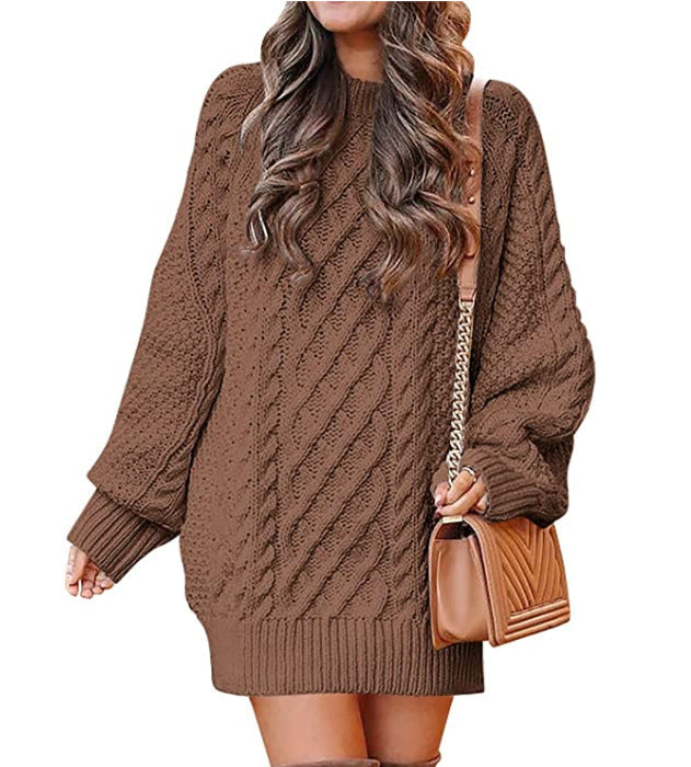 Damen Großer Strickpullover mit Zopfmuster und lässigem Schnitt Krohn-e