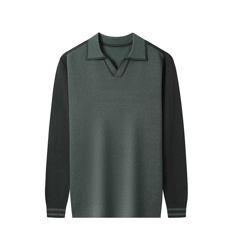 Herren Feinstrickpullover mit V-Ausschnitt und modischem Kontrastdesign Krohn-e