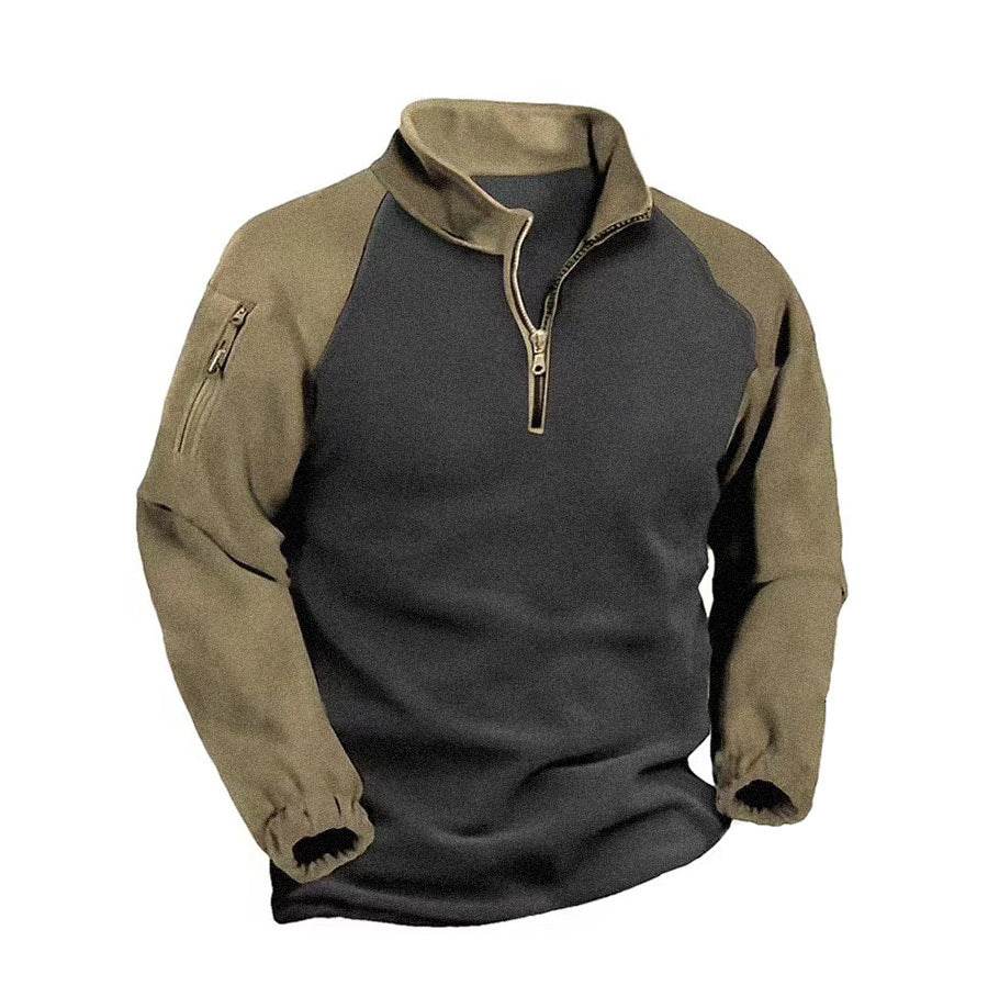 Herren Fleece-Pullover mit hohem Kragen und Stehkragen Krohn-e
