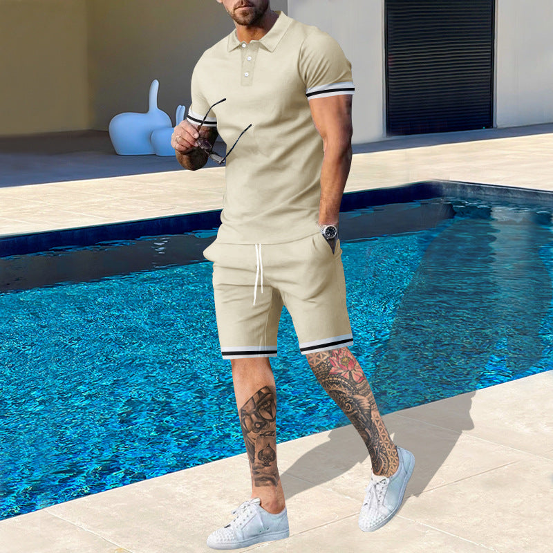 Herren Poloshirt und Shorts-Set mit sportlichen Akzenten Krohn-e