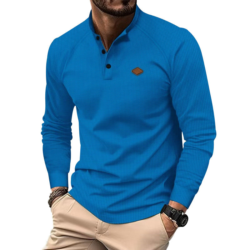 Herren Langarm-Henley-Shirt mit strukturierter Oberfläche und modischen Knopfdetails Krohn-e