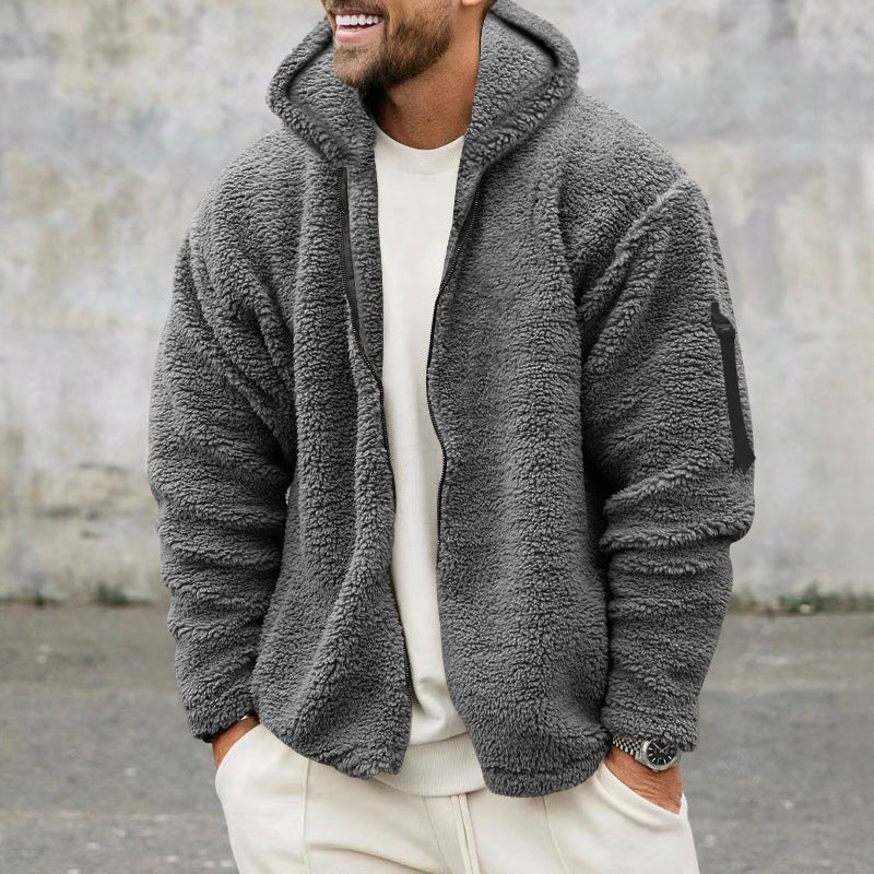 Herren Kuschelige Fleecejacke mit Kapuze und praktischen Reißverschlusstaschen Krohn-e