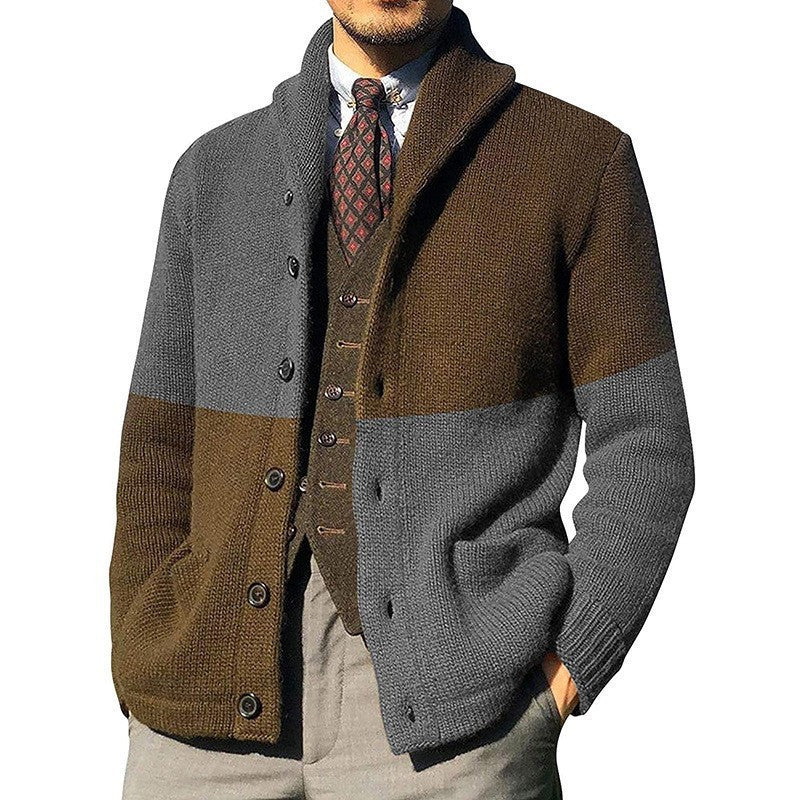Herren modische Strickjacke mit anspruchsvoller Farbblockierung Krohn-e