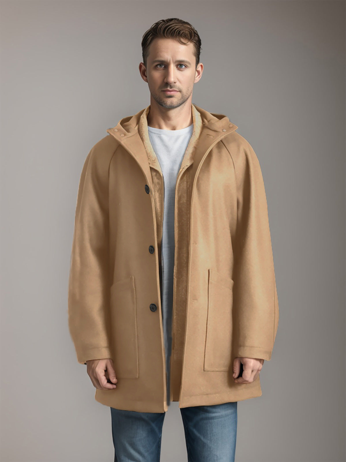 Herren elegante und kuschelige Steppjacke mit Kapuze Krohn-e