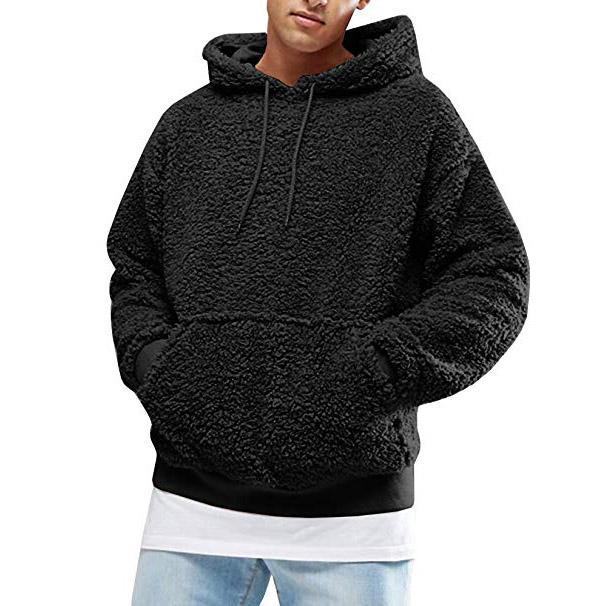 Herren Lässiger Teddy-Fleece Hoodie mit praktischen Kängurutaschen und verstellbarem Kordelzug Krohn-e