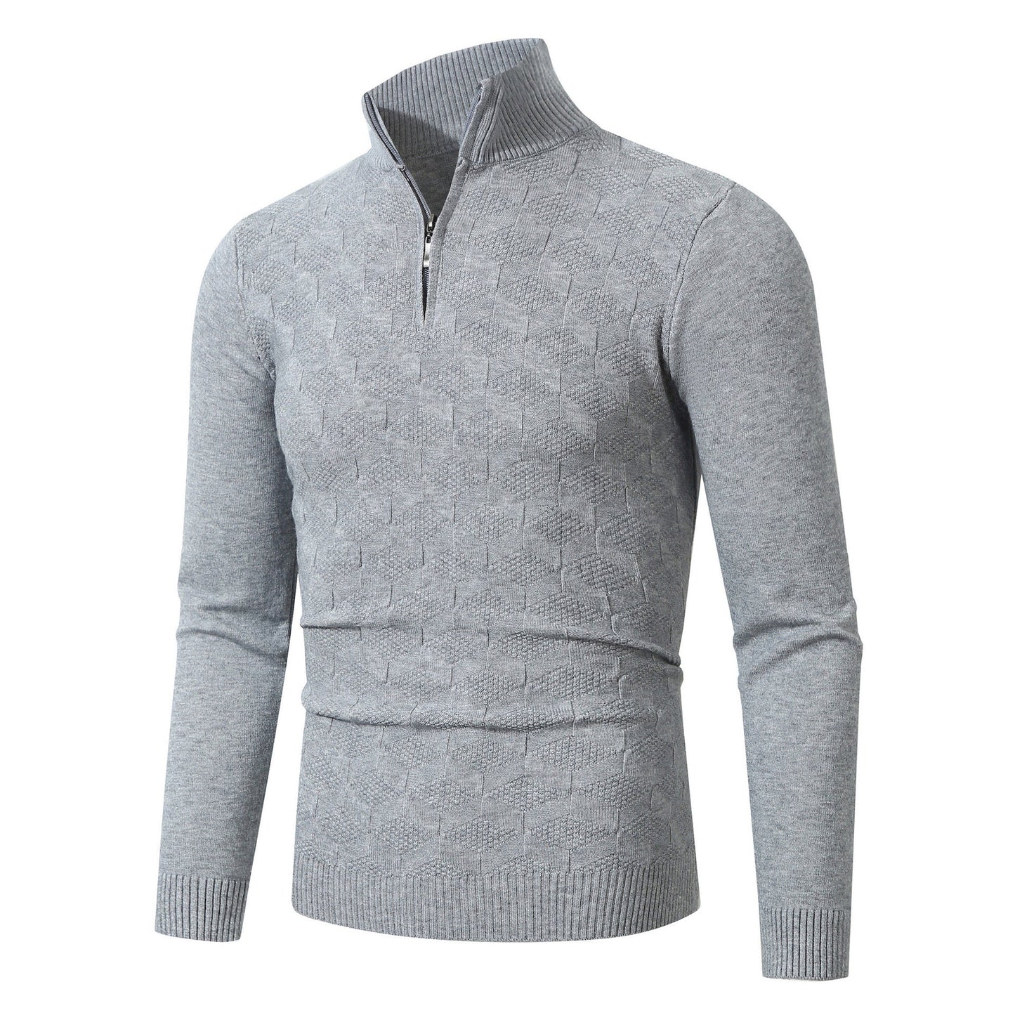 Herren lässiger Strickpullover mit halbem Reißverschluss und strukturiertem Muster Krohn-e