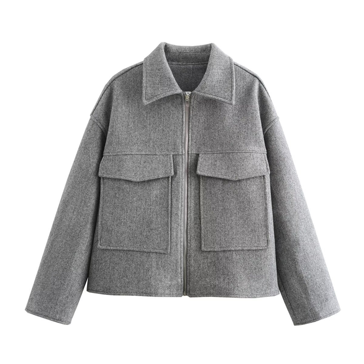 Damen Wool-Blend Jacke mit großen Brusttaschen Krohn-e