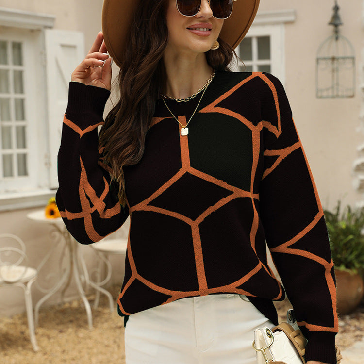 Damen strukturiertes Pullover mit geometrischem Muster und lässigem Schnitt Krohn-e