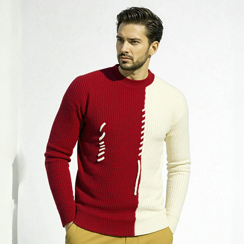 Herren Strickpullover mit modernem Struktur-Design und kontrastierenden Mustern Krohn-e