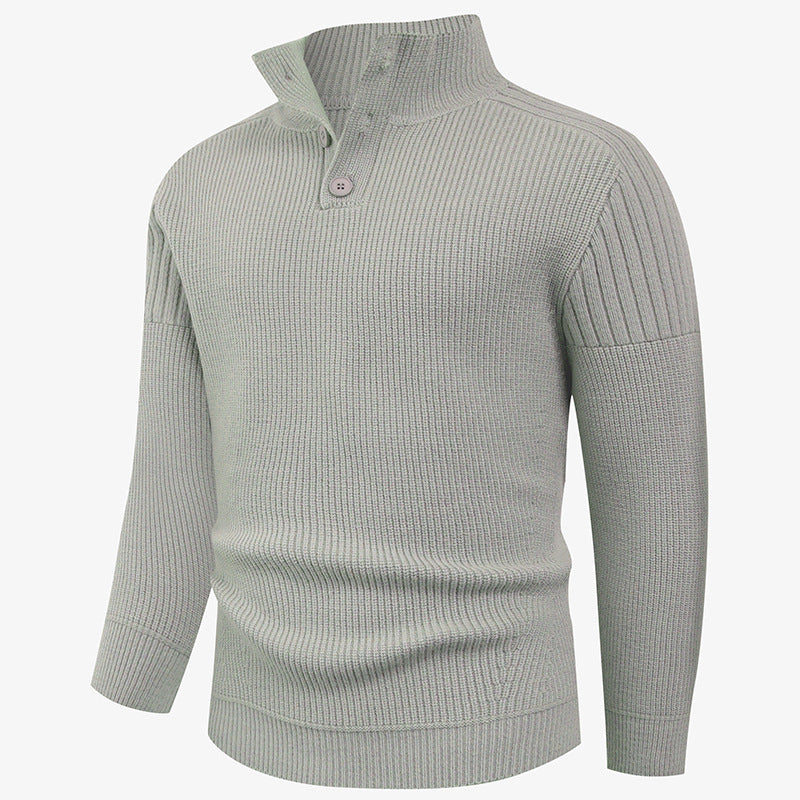 Herren Strickpullover mit hohem Kragen und Knopfdetails Krohn-e