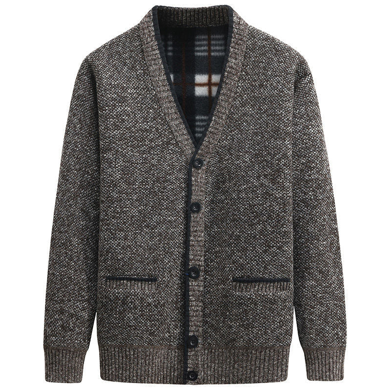 Herren stilvolle Strickjacke mit V-Ausschnitt und liebevollen Details Krohn-e