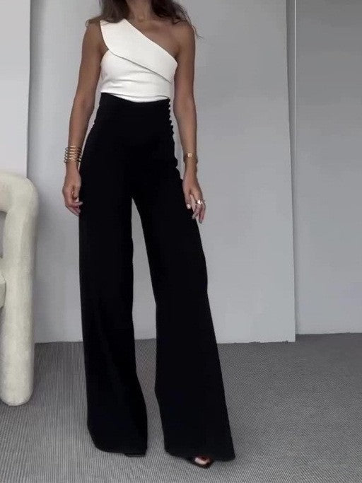 Damen Eleganter Jumpsuit mit asymmetrischem Schnitt und weitem Bein Krohn-e