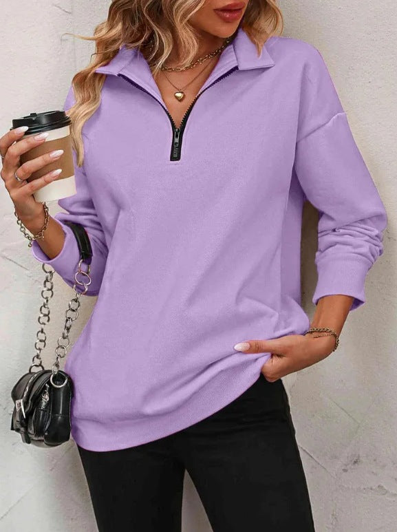 Damen Sweatshirt mit halbem Reißverschluss Krohn-e