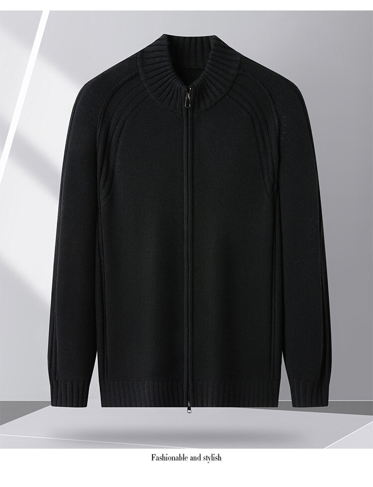 Herren Strickjacke mit Reißverschluss und hohen Kragen Krohn-e