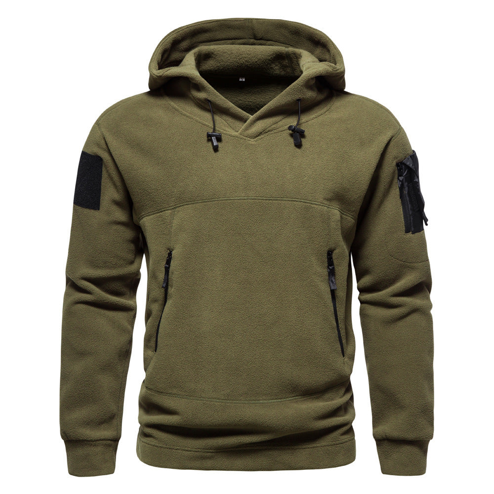 Herren moderne Fleece-Hoodie mit strategischen Reißverschlusstaschen Krohn-e