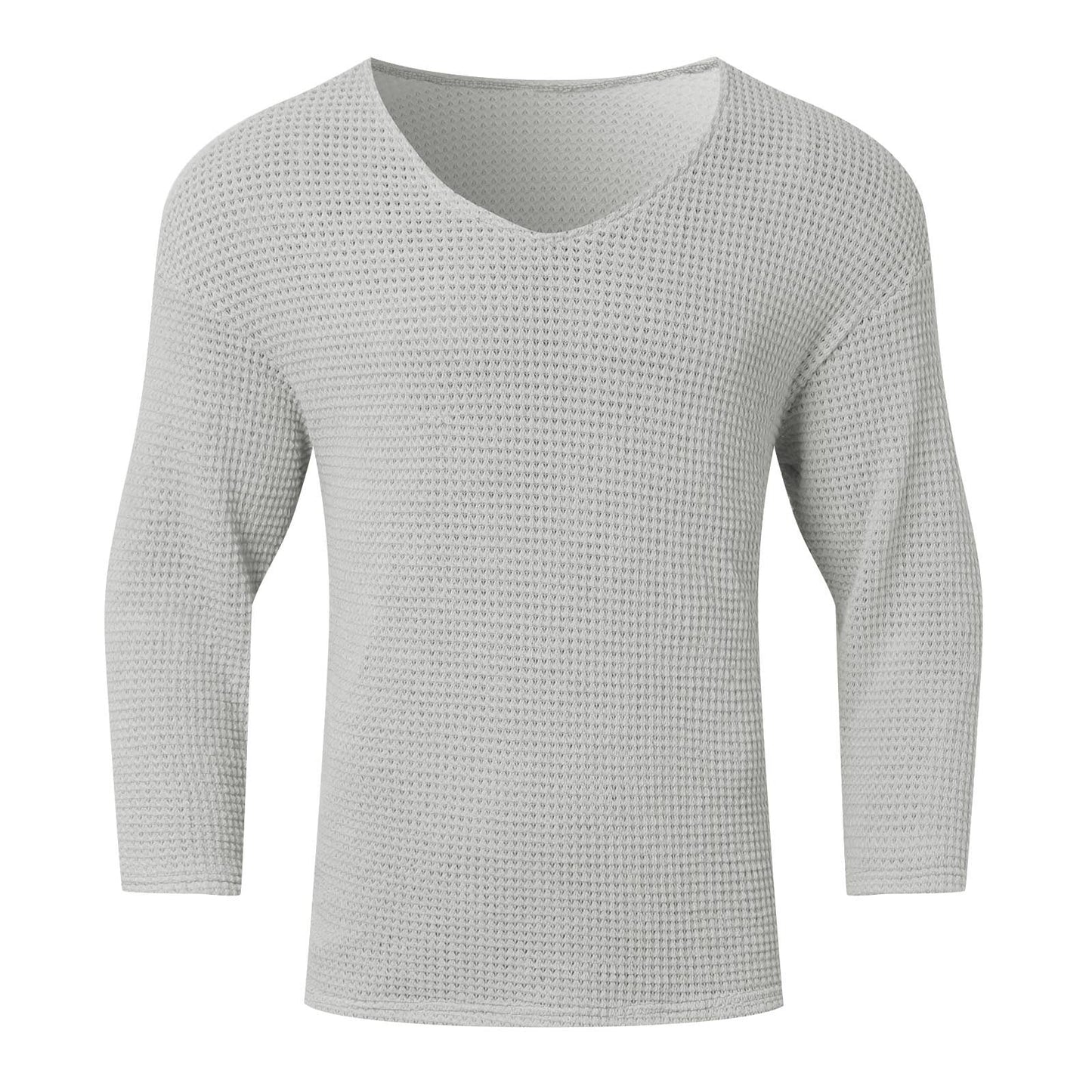 Herren Waffelstruktur V-Ausschnitt Langarmshirt Krohn-e
