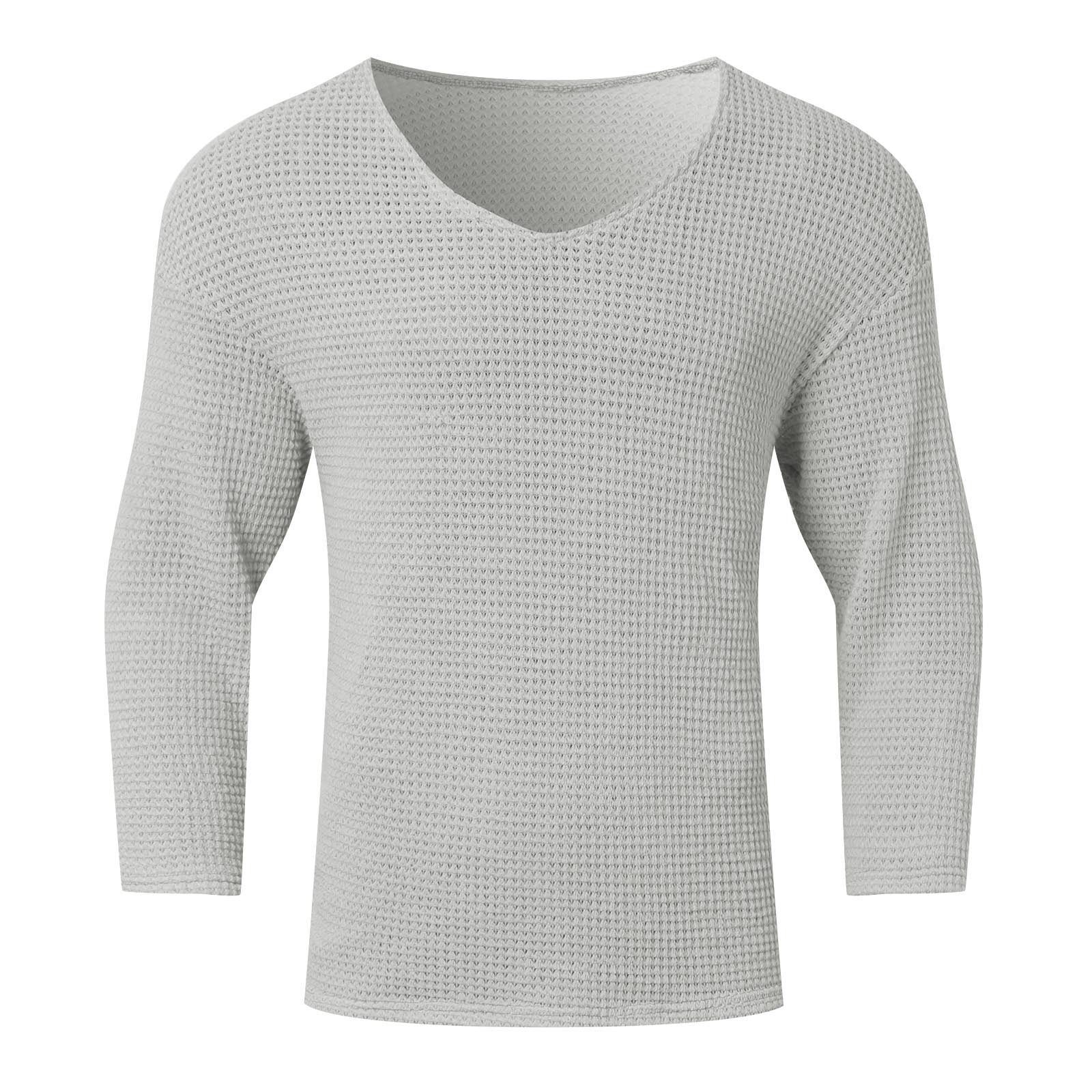 Herren Waffelstruktur V-Ausschnitt Langarmshirt Krohn-e