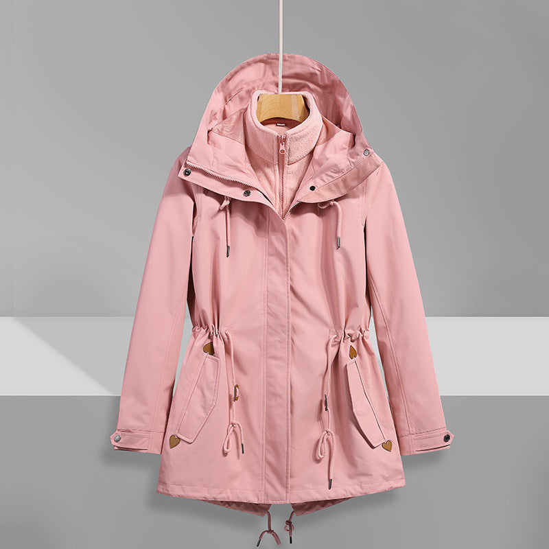 Damen wasserfeste Übergangsjacke mit verstellbarem Kapuzensystem und praktischen Taschen Krohn-e