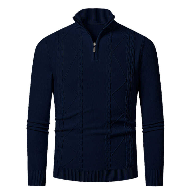 Herren Strickpullover mit Stehkragen und Zopfmuster Krohn-e