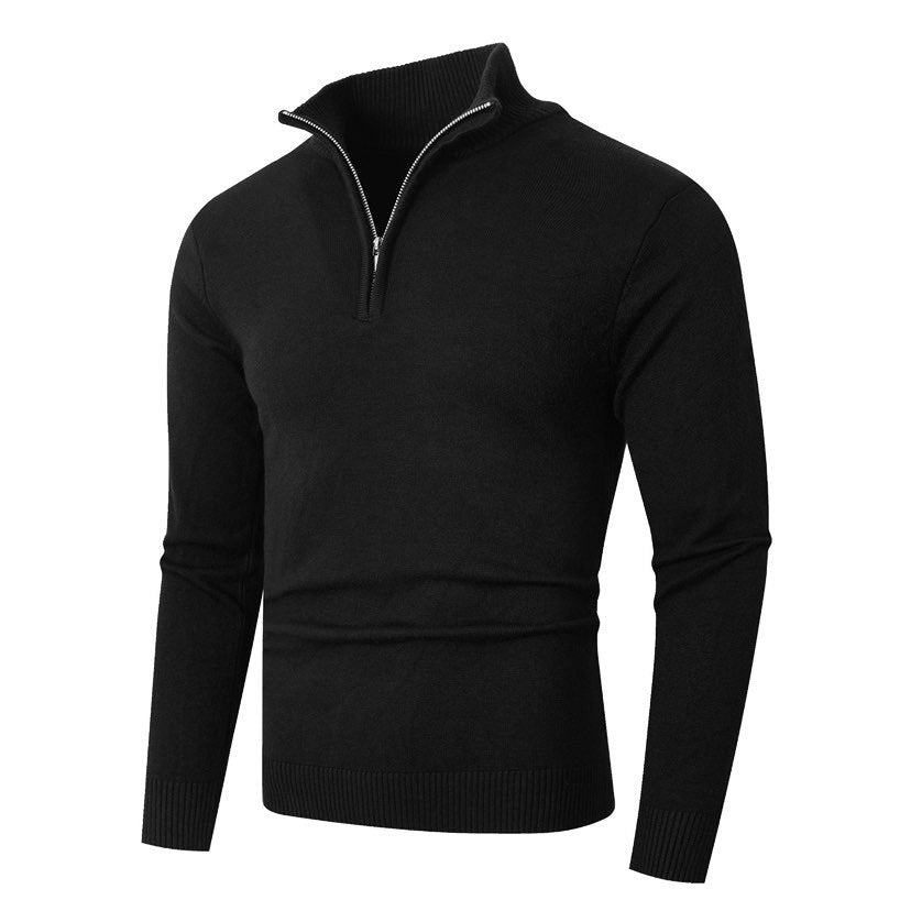 Herren Strickpullover mit modernem Stehkragen und hochwertigem Reißverschluss Krohn-e