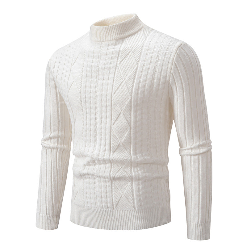 Herren Grobstrickpullover mit modernem Zopfmuster und hohem Kragen Krohn-e