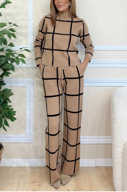 Damen Elegantes Strick-Loungewear-Set mit grafischem Muster Krohn-e