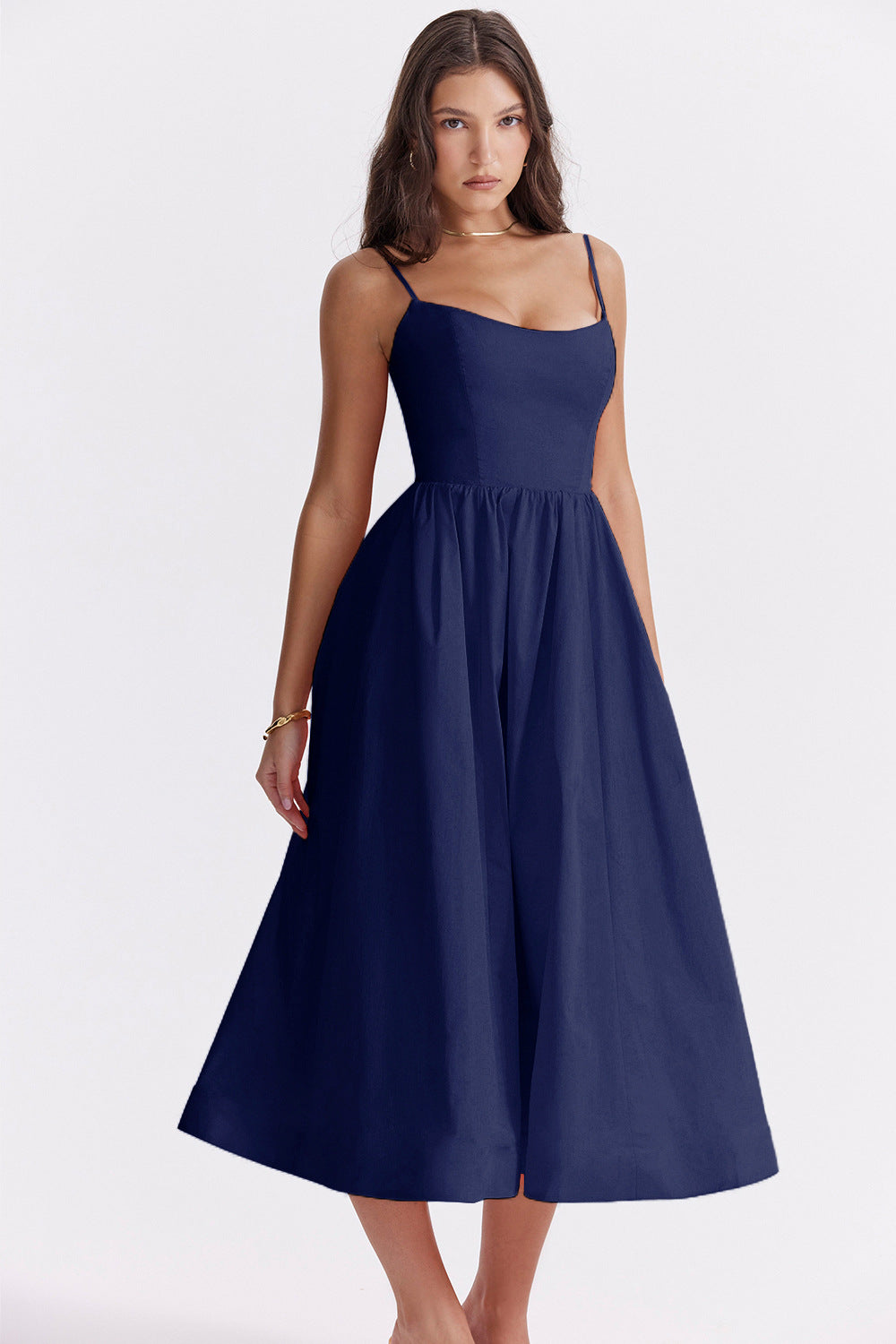 Damen Maxikleid mit schmalen Trägern und schwingendem Rock Krohn-e