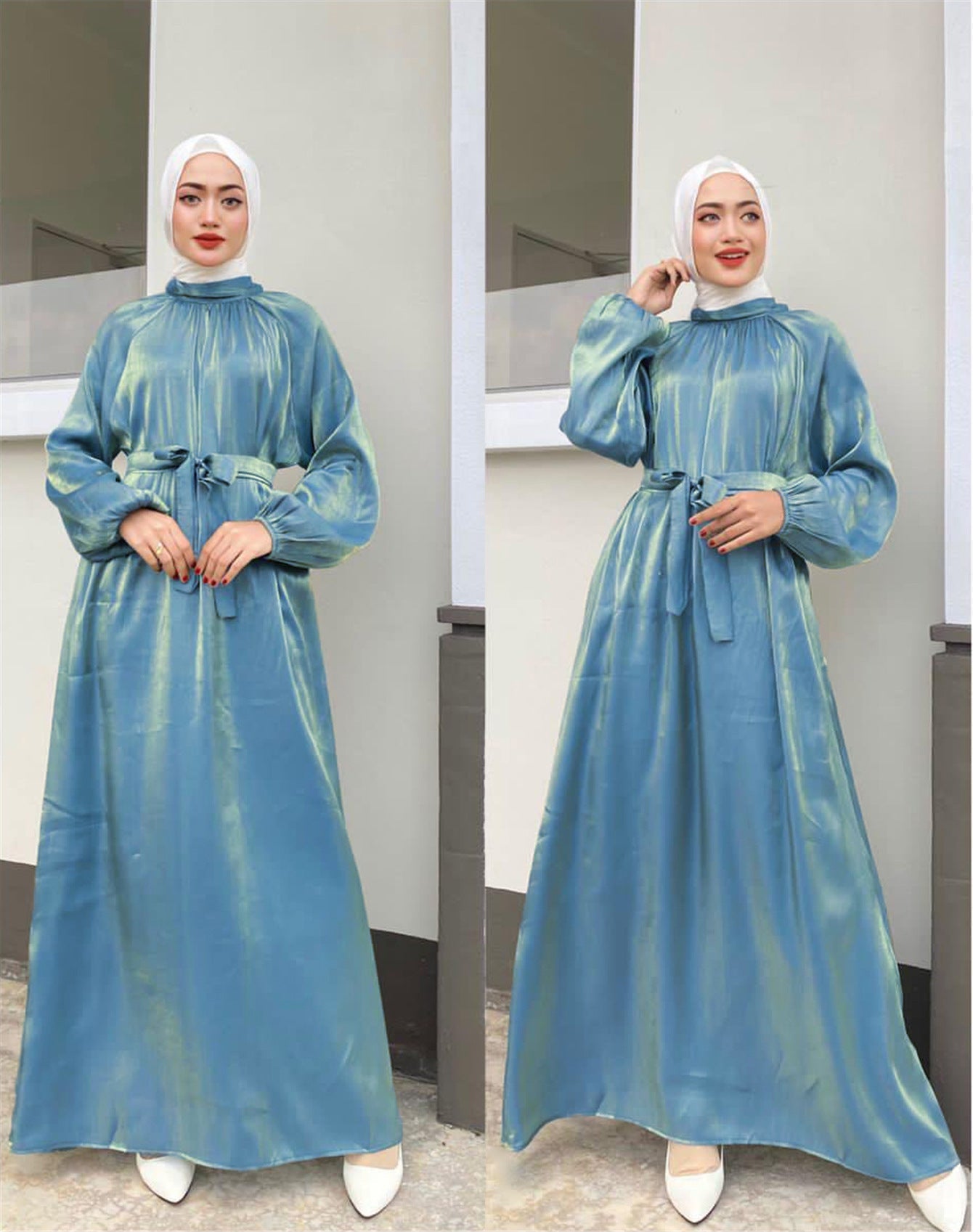 Damen Elegantes Langarmkleid mit Taillengürtel Krohn-e