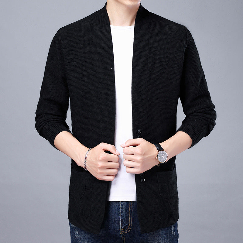 Herren Strickjacke mit lässigem Schalkragen und aufgesetzten Taschen Krohn-e