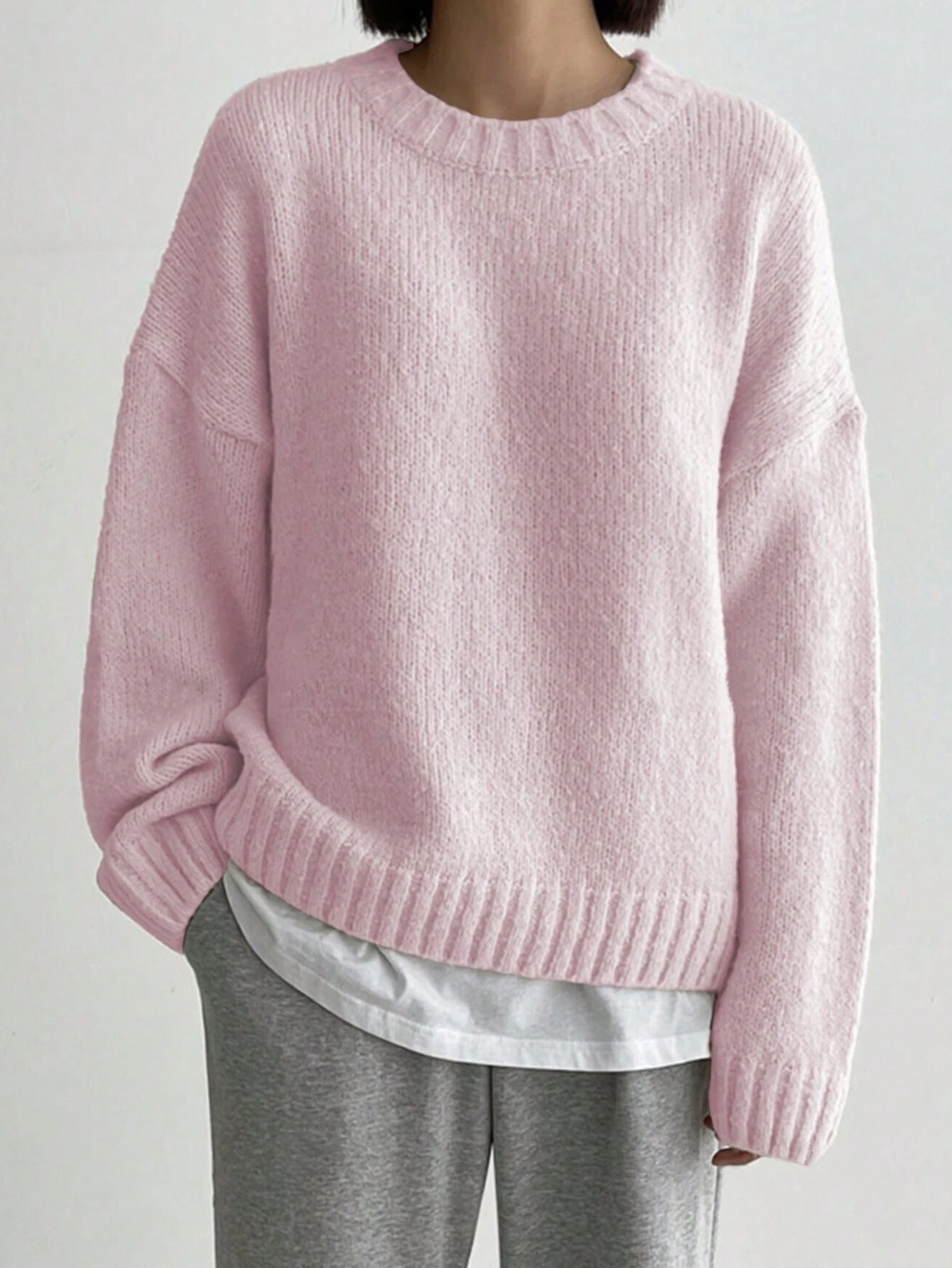 Krohn-e | Pullover - Damen Herbst Oversized Rundhals Strickpullover
