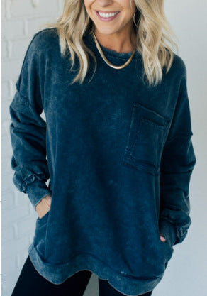 Damen Bequemer Oversized Sweatshirt mit Taschen Krohn-e