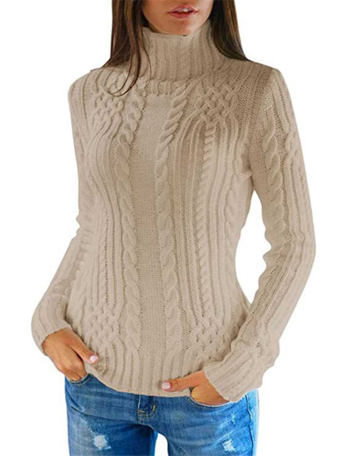Damen Rolkragenpullover mit Zopfmuster und bequemer Passform Krohn-e