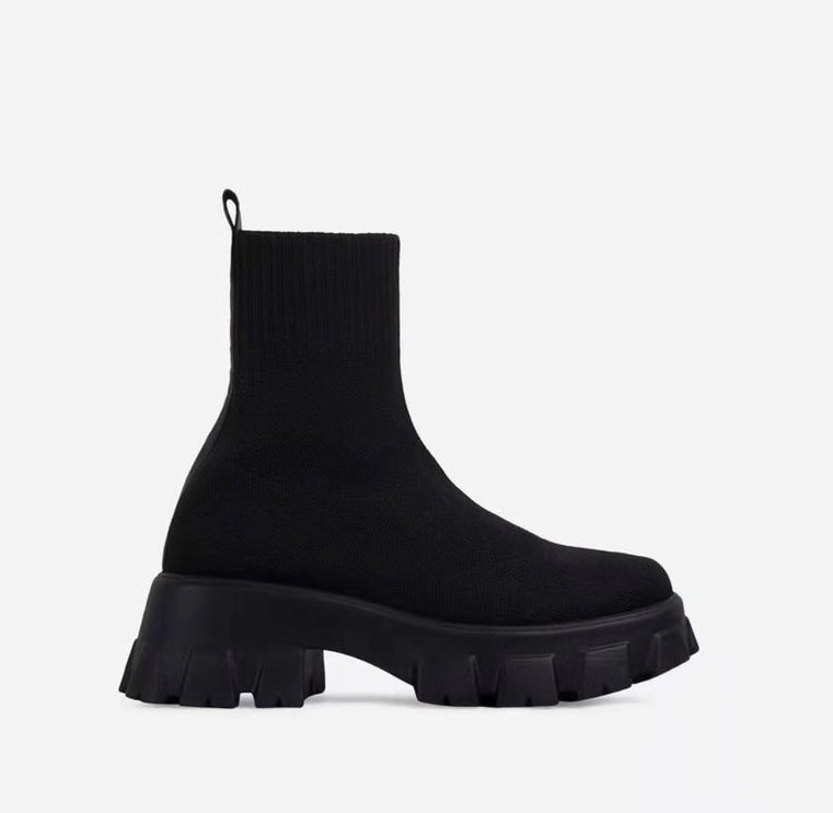 Damen trendige Stiefel mit hohem Schaft und robustem Plateau Krohn-e