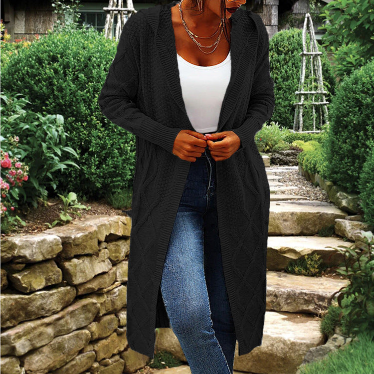 Damen Strick-Cardigan mit Kapuze und luxuriösem Zopfmuster Krohn-e